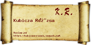 Kubicza Rózsa névjegykártya